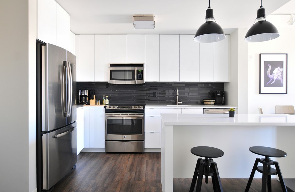 New kitchen in white minimalist design